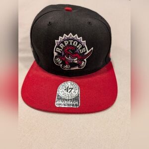 47 Brand Black and Red Raptors Snapback Hat